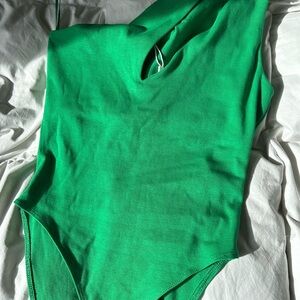 Zara Green One-Shoulder Bodysuit
